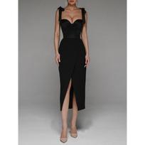 Spring Summer New European American Women's Fashion Sexy V-neck Strap Bodycon Mini Dress In Stock XXL black