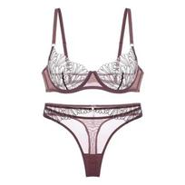 Sexy Lingerie for Women: Fashionable Shell-Embroidered Push-Up Bra Set – Makes a Full Bust Look Smaller with a Lifting and Gathering Effect XL--85B gray