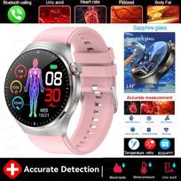 2025 Naujas Tikslus Kraujo Lipidų Šlapimo Rūgšties Išmanusis Laikrodis Vyrams Moterims EKG+PPG Kraujospūdis Bluetooth skambutis Sveikatos Išmanusis Laikrodis pink-silicone gray