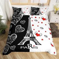 Vintage Eiffel Tower Duvet Cover Set Modern 3D Paris Theme Bedding Sets World Famous City Landscape Comforter Cover Quilt Cover 70x133cm black