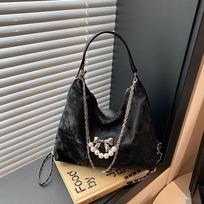 Summer Solid Color Tote Bag High End Large Capacity Crossbody Bag Simple Versatile Shoulder Bag Niche Commuter Women black