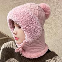 Cross-border New Knitted Warm Fluffy Hat Mask Scarf Conjoined Pullover Neck Protection Riding Wind Cap Adult Unisex Image Common