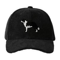 Borderkolis Velvelinė Kepuraitė Siuvinėtas Šuns Dizainas Unisex Snapback Kepurė Vyrams Moterims Atsitiktinė Gatvės Apranga Gyvūnų Mylėtojo Kepurė Dovana juoda