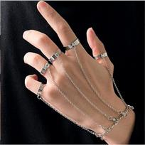 Ring Set with Chain Design - Elegant Finger Rings for Women, Stylish Accessory|Chain Link Rings|Durable Rings beige