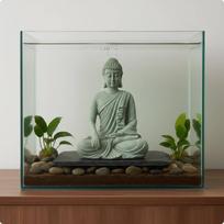 3 Pieces Stone Buddha Decor Tea Pet Statue Set Meditative Figurine for Aquarium, Desk L L Zen Sitting gray