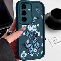 Blue Butterfly TPU Case For Samsung Galaxy A56 A17 A36 A26 A55 A16 A15 A35 A25 A54 5G S25 Edge S22 S23 Ultra S24 FE Phone Cover Galaxy S23+ gray
