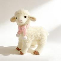 Sweet Bell Lamb Plush Toy Standing Sheep Doll Pink White Beige Grassland Animal Cartoon Sleeping Companion Gift 26cm beige