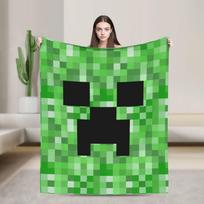 Creeper Big Face Videogame  Blankets Fleece Spring/Autumn Game Multi-function Warm Throw Blankets for Sofa Travel Bedspreads 30x40in black