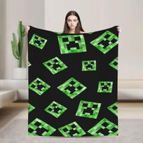 Creeper Big Face Videogame  Blankets Fleece Spring/Autumn Game Multi-function Warm Throw Blankets for Sofa Travel Bedspreads 30x40in green