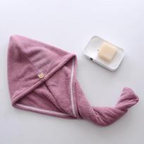 Coral Fleece Hair Drying Cap for Women - Thick, Absorbent, Breathable, and Cute 25cm x 65cm pink