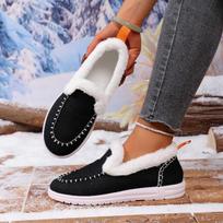 Winter new thick-soled snow boots women's fleece thickened fluff warm large size sewn bag women's cotton shoes 43 gray