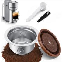 Coffee Pods Kit, 230ml Stainless Steel Coffee Capsule, Compatible with Nespresso Vertuo Machines, Includes Silicone Lid,  Spoon & Cleaning Brush