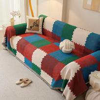 Nordic Style Cross-Border Explosion, Hand-Woven Sofa Cushion, One-Piece Full-Cover Sofa Towel, Anti-Cat Claw And Non-Slip Sofa Cloth 90*90cm gray