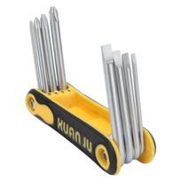Folding Screwdriver 8 in 1 Cross Slot Portable Hand Tool Set Kit for Maintenance gray