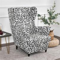 „Leopard Print Wing“ kėdės užvalkalas Elastinis „Spandex“ fotelio užvalkalas, apsaugantis nuo nešvarumų, plaunamas baldų apsaugas Osmanų užvalkalas Namų dekoras gray