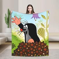 Mažasis kurmis Šilta antklodė Vaikams Pliušinis pledas Estetiškas Lauko Flanelinis lovatiesė Sofos lovos užvalkalas Size: 75*100cm, Weight: 230 GSM black