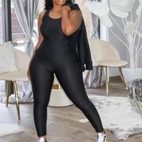 ZL1111 European and American leggings sexy 1116 yoga vest women's sports jacket three-piece set XXL black