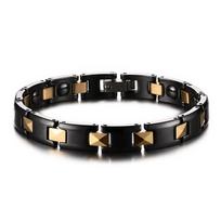 Vinterly Chain Bracelet Black Gold-color 7mm Ceramic Health Energy Magnetic Hematite Bracelets for Women Jewelry Waterproof black