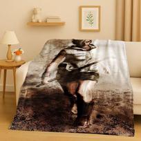 Retro Game Silent Hill Pyramid Head Horror Movie Flannel Blanket,Ultra Soft Warm Plush Throw for Home Bedroom Bed Sofa Cover 75x90cm black