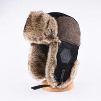 Winter Warm Fleece-Lined Leather Aviator Hat Men Women Outdoor Riding Skiing Windproof Ear Protection Cap XL 60-62cm gray