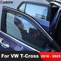 For Volkswagen VW T-cross Tcross 2018-   Car Window Deflectors Wind Deflector Sun Guard Rain Vent Visor Cover Trims gray