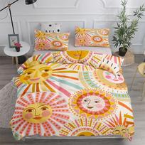 Vintage Moon Stars Duvet Cover Set King Queen Double Full Twin Single Size Soft Bed Linen EU single(135x200cm) orange