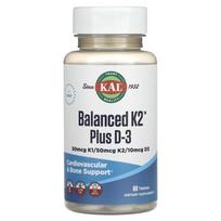Calcium Vitamin K Balanced K2 Plus D3 60 Tablets 2 pcs