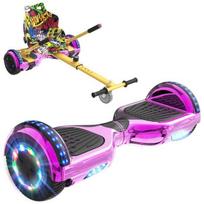 RCB Hoverboard + Kart 2-in-1 6.5 inch Bluetooth and LED – Adjustable Karting – pink/yellow – ideal gift for children