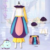 Disney Grožis ir Žvėrys arbatinukas Cosplay Ponia. Potts ilgomis rankovėmis spalvota suknelė skrybėle kostiumas suaugusioms moterims Helovynas Kalėdos Karnavalas S pink