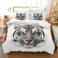 White Tiger Red Rose King Queen Duvet Cover Africa Big Cat Flower Bedding Set for Teen Adult Animal 2/3pcs Polyester Quilt Cover 70x133cm 2pcs gray