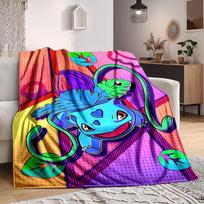1 vnt. Bulbasaur, Pokémon pledas Minkštas visų sezonų užklotas su ryškiu dizainu, Puikiai tinka namams, kelionėms ir dovanoms, Idealiai tinka snausti ir stovyklavimui 130×150cm blue