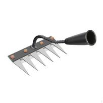 Rankinis sodininkystės įrankis - grėblys dirvai, daržovių paruošimui 6 Tooth Rake gray