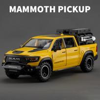 Nauja 1:32 „Dodge RAM 1000 TRX Mammoth Picku“ lydinio automobilio modelio garsas ir šviesa, patraukiami atgal, vaikiški žaislų kolekcionieriai, gimtadienio dovana geltona