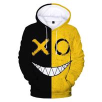 Fashion Devil Smiley Face 3D Print Hoodie Oversize Sweatshirts Men Women Casual Long Sleeve Streetwear Pullover Unisex Clothes 6XL yellow