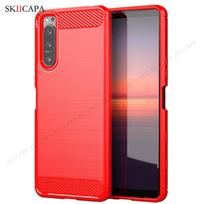 Soft Silicone Brushed Carbon Fiber Phone Case For Sony Xperia 10 1 5 III II Ace 2 XZ3 XZ2 XZ1 XA2 Holder Stand Shockproof Cover For Xperia 10 IV