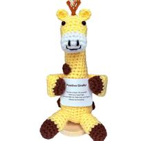 Funny Crochet Positive Energy Giraffe Doll With Card Home Room Decor Handmade Knitted Giraffe Desktop Ornament Christmas Gift No Base yellow