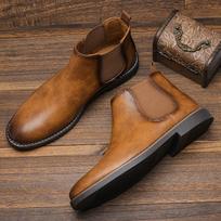 2025 Botas de motociclista 40~46 Men Chelsea Boots Brand Retro Comfortable Fashion Men Boots Botas de cuero genuino mujer 46 brown