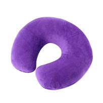 Kaklo atramos U formos aksominė kelioninė pagalvė purple