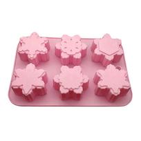 Sniego gėlės formos silikoninė torto, keksiukų, šokolado, sausainių kepimo forma dekoravimui pink