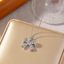 Micro Paved Titanium Steel Cross Pendant Necklace For Women Stylish Versatile Delicate Collarbone Chain gray