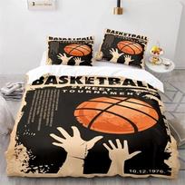 Boys Basketball Bedding Set 3D Ball Duvet Cover Full King For Teen Men Microfiber Sports Theme Game Comforter 70x133cm 2pcs black
