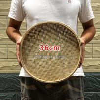 Bambukinis pintas vėtytuvas: Perforuota skarda ir sietas džiovinimui ir sijojimui Perforated Bamboo Sieve 36CM