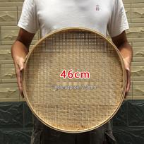 Bambukinis pintas vėtytuvas: Perforuota skarda ir sietas džiovinimui ir sijojimui Perforated Bamboo Sieve 46CM