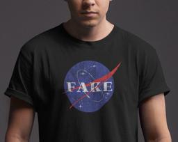 Fake Nasa Shirt, Nasa Lies, Distressed Design, Flat Earth Shirt, Conspiracy Theorist Gifts, Funny Parody Tee, Conspiracy Theories Gift L black