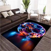 Futbolo meno spaudos kilimas svetainei, miegamajam, prie sofos, neslystantis grindų kilimėlis, vaikų žaidimų namų dekoras 80cm x 120cm black