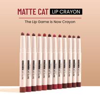 Swiss Beauty Non-Transfer Matte Cat Lip Crayon | Water-Resistant | Long-Lasting 8 Hours Stay | Retractable Lip Crayon | Shade - Wine Red, 1.5g | white