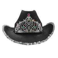Vintage Prom Party Sequin Crown Cowboy Hat Christmas Hat Big Brim Hat Jazz Top Hat Costumes for Fancy Dress Parties