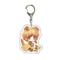 Sitting Pose Demon Slayer Nezuko Mask Tanjiro Kamado Earrings Weapon Model Pendant Anime Cosplay Accessories designed for Fans 55mm beige