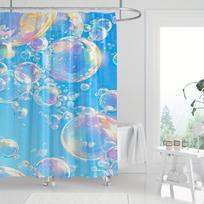 Vibrant Bubble Print Shower Curtain - Polyester, Machine Washable, Colorful Bathroom Decor,Includes Hooks,Artistic Bubble Design W60H190(CM)-1 Pcs blue