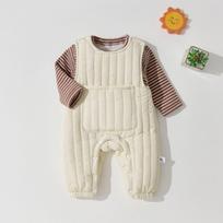 Fleece Baby Romper & Overalls Set - Cozy Autumn/Winter Wear for Infants & Toddlers 80 cm beige